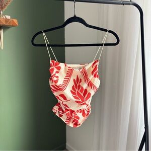 H&M cream and read cropped tank